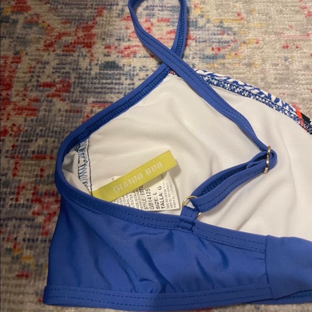 Blue Patterned Bikini Top + Bottom Set - image 4